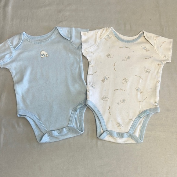 The Children's Place Blue and White Bodysuits Soft Cotton Snap Closure - Picture 1 of 4